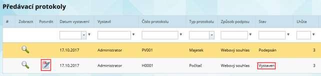 Podepsaný protokol pak Administrátor (ten kdo protokol vygeneroval) ručně v příslušné evidenci přiloží přímo k záznamu v tabulce protokolů.