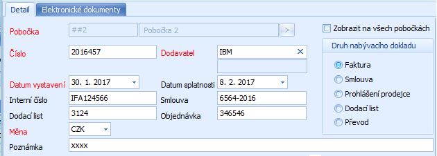 Podrobné - lze přiřadit libovolný počet dokladů (faktury za dokoupení, maintenance apod.) Daňové doklady je evidence všech podrobných dokladů (faktur, darovacích smluv apod.