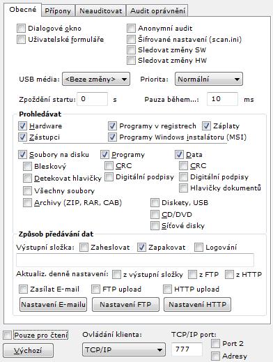 3.7. KONFIGURACE KLIENTA Nastavení sběru dat se načítá ze souboru SCAN.INI, který je umístěn ve složce SCN$\. Tento soubor je globální (ekvivalent Nastavení/Sběr dat ).