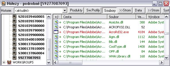 Při pohledu do adresářové struktury počítačů se po vyhodnocení rozlišují tyto druhy souborů: Rozhodné (červené) - podle tohoto souboru bylo usouzeno o instalaci produktu (procesem vyhodnocení) Známé
