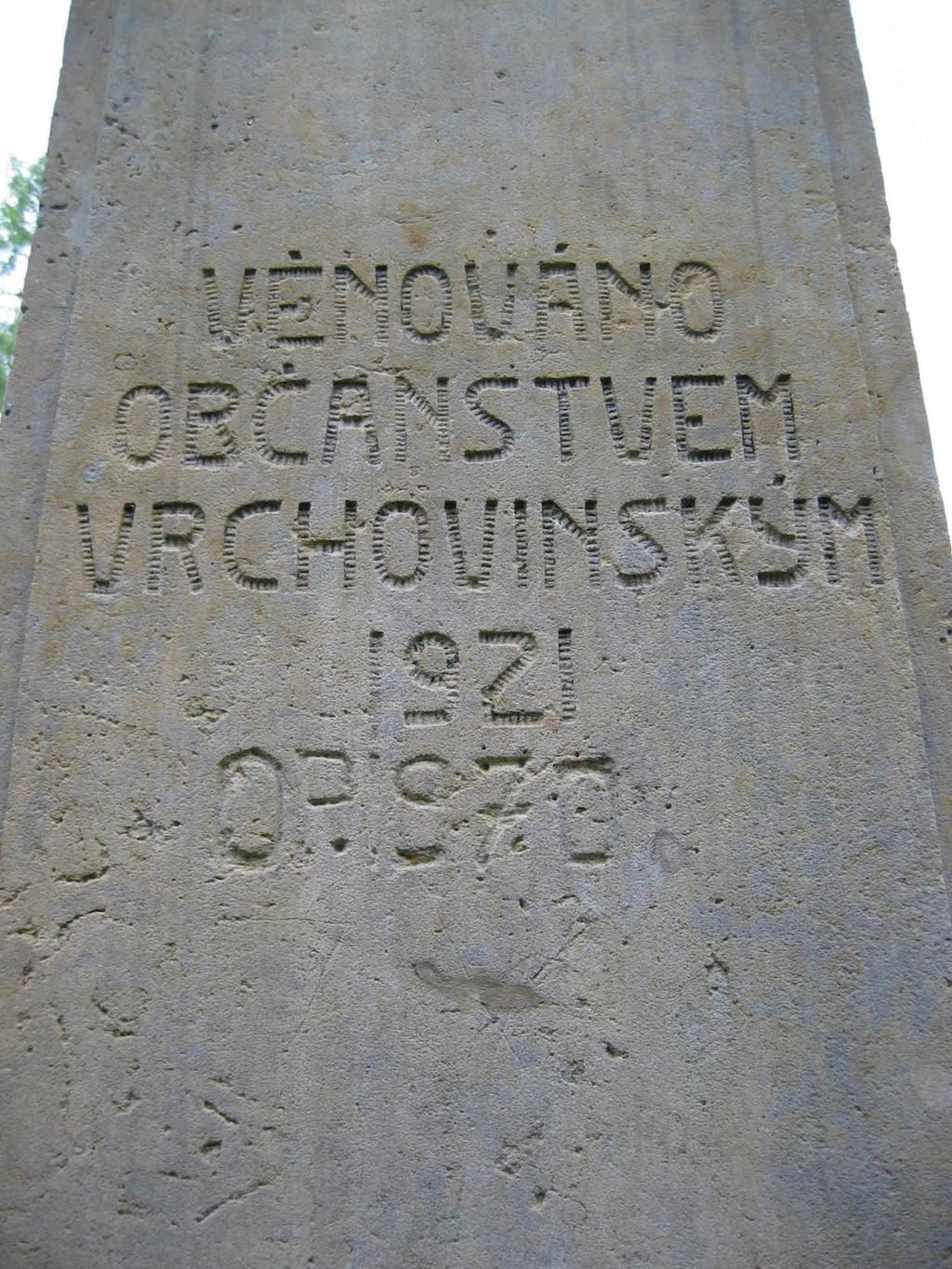 Příloha 98: Vrchovina, nápis na