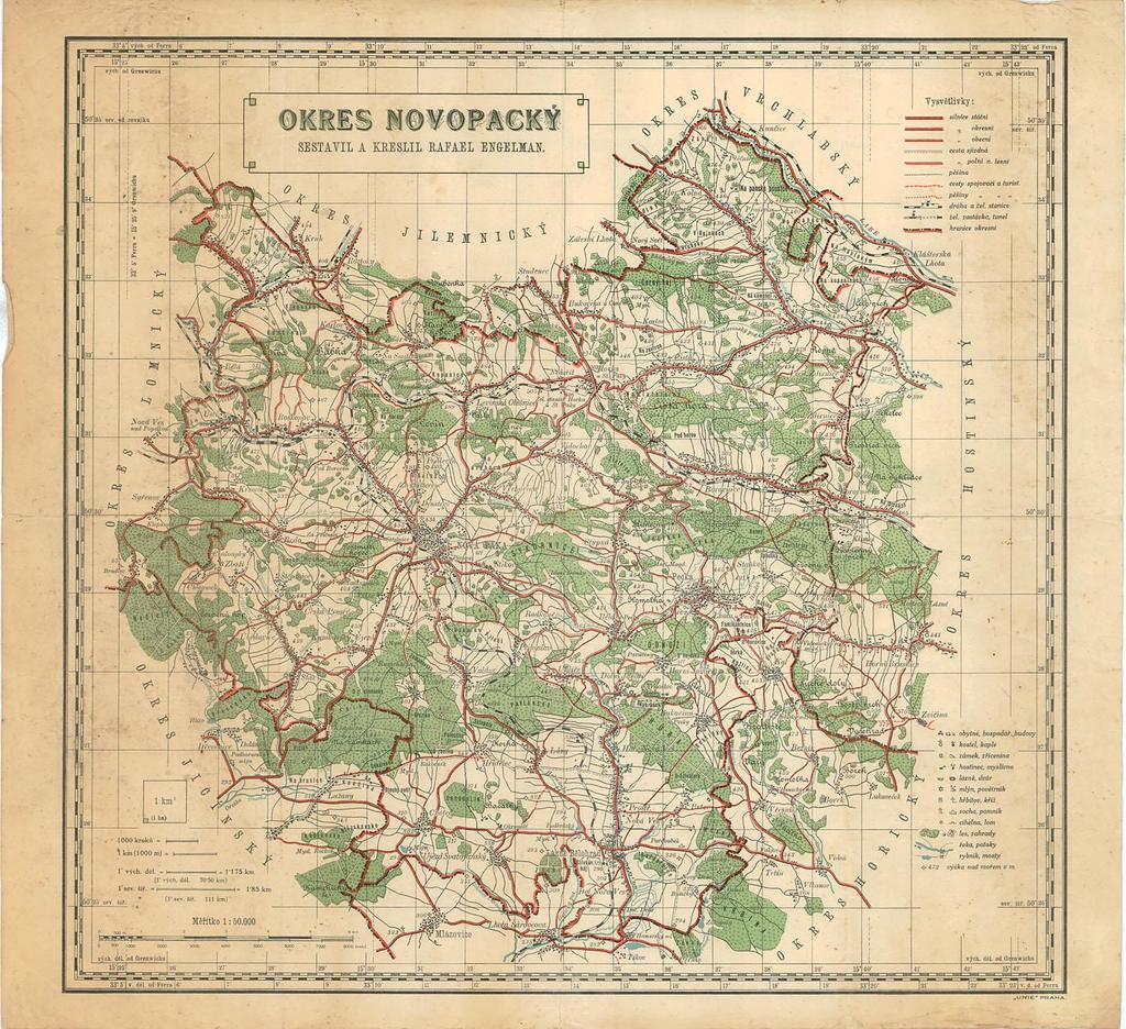 Obrázek 1: Mapa politického okresu Nová Paka.