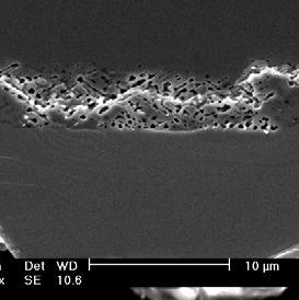 the epilayer and micro bubbles were etched off and original dislocation density was etched in depth app. 15 µm.