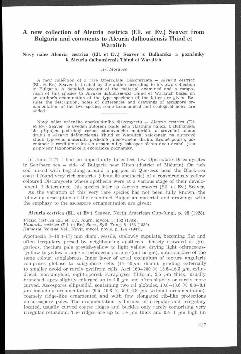 A new collection of Aleuria cestrica (Ell. et Ev.