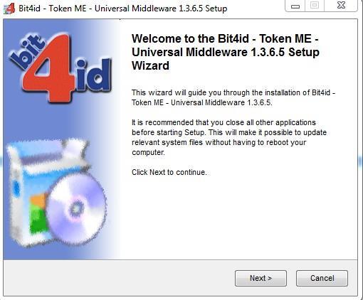 3. Instalace middlewaru 1. Otevření přiložené aplikace bit4id_npki_1.3.6.5-crtmgr.exe 2.