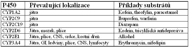 Enzymatická katalýza biotransformací I. fáze Tři hlavní genetické rodiny metabolizující léčiva v játrech jsou: CYP 1; CYP 2; CYP 3 Desítky izoenzymů P450: např.