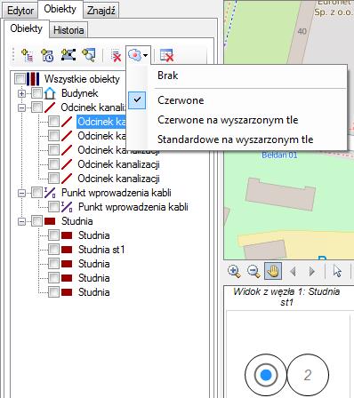 V záložce Objekty dále můžete spravovat skupiny objektů zobrazené ve stromové struktuře.