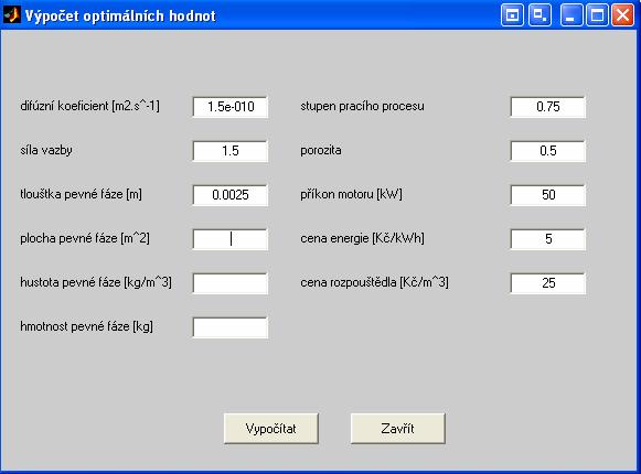 PROGRAMOVÁ APLIKACE Nalezeí optimálích hodot Prvím a hlavě důležitým úkolem, je alezeí optimálího možství spotřebovávaého extrakčího čiidla Na, staovit miimálí áklady pro