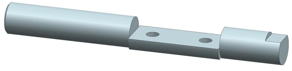 upínací kleštiny stroje, kdy minimální délka potřebná k upnutí tohoto upínače je 40 mm. Střední část je tvořena osazením o Ø 25 mm v délce 59 mm, na němž jsou vytvořeny dvě rovnoběžné plochy.