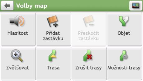 Položka ❺ Informace o vzdálenosti a času Popis Klepnutím rozšiřte a vyberte následující volby: Vzdálenost do cíle Čas do cíle km/h nebo m/h (rychlost) a směr kompasu Odhad.