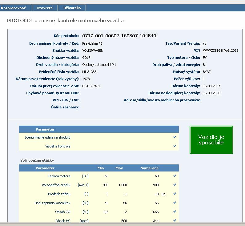 Použitím tlačidla Štatistika umiestneného v ľavej ponukovej lište je možné vytvoriť a