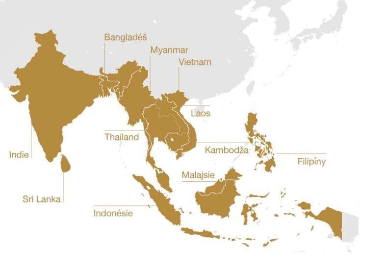 Těžiště portfolia v jižní Asii / jihovýchodní Asii (ASEAN). OBYVATELSTVO (2017) Cílový region Asie: 2 118 mil. Česká republika: 10,6 mil.