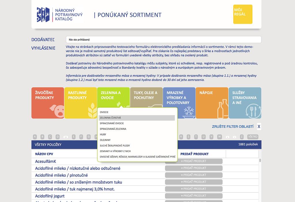2.2 Testovacie prostredie Testovacie prostredie pre produktové listy sa nachádza na: www.npkinfo.