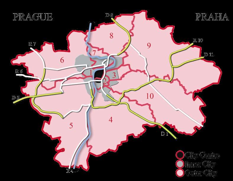 Prague City Report - September 2007 Trh s nemovitostmi v Praze - Září 2007 Map explained: Although Prague was divided into 22 districts in 2001, real estate professionals still widely use the