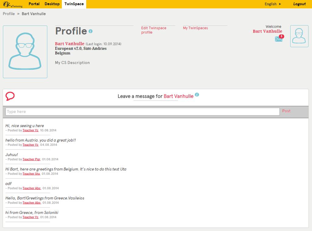 Profil Vykonajte úpravy vo svojom TwinSpace profile, ak chcete zmeniť svoj profilový obrázok a aktualizovať údaje, ktoré sa zobrazujú vo vašom