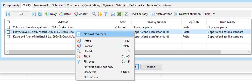 Vlastní dokumenty k vyřízení 45 Křížové odkazy Na záložce Křížové odkazy je možné pomocí tlačítka Nový přidat odkaz na jiný související spis nebo dokument.