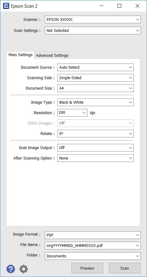 Skenování Na kartě Upřesnit nastavení lze provádět podrobná nastavení úprav obrázku, která jsou vhodná pro textové dokumenty (viz následující příklady).