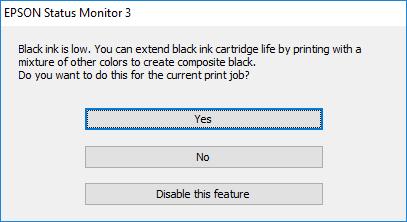 Výměna inkoustových kazet EPSON Status Monitor 3: Aktivováno Pokud je software EPSON Status Monitor 3 deaktivován, přejděte k ovladači tiskárny, klepněte na položku Rozšířená nastavení na kartě