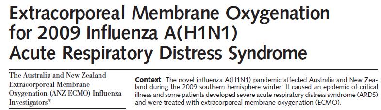 H1N1 a ECMO: ANZICS, Sept.