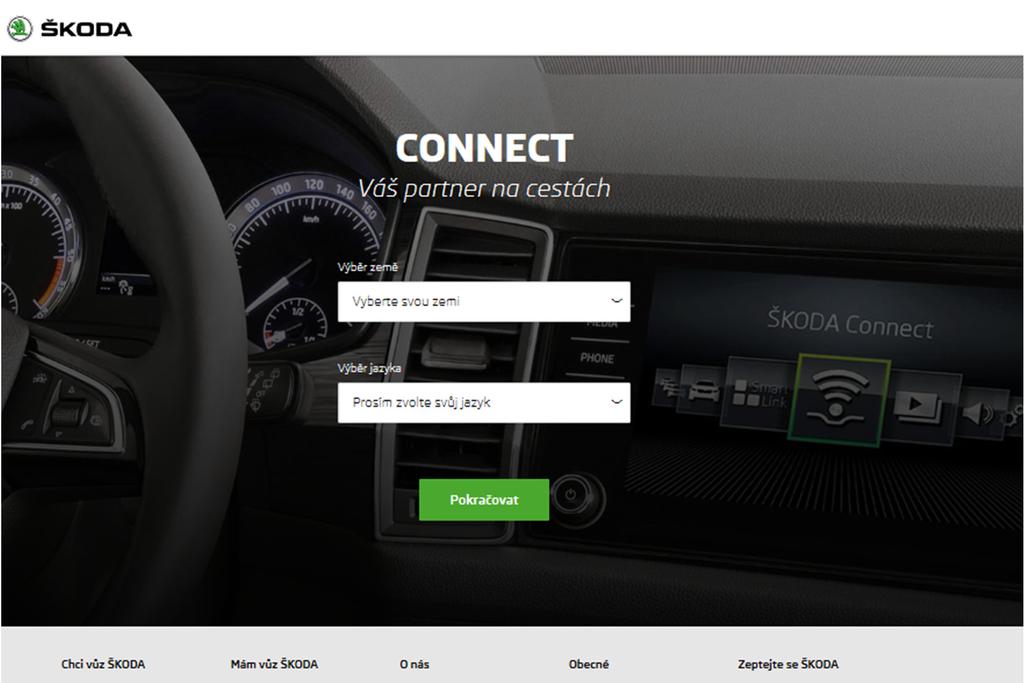 Connect Portal Pro používání online služeb ŠKODA Connect je nejprve nutné provést registraci uživatele a vozidla na internetové stránce Connect Portal a