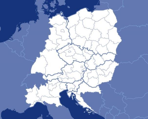 Geografie programů a finanční alokace INTERREG CENTRAL