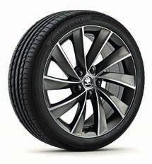 16 17 Cassiopeia 3V0 071 498 JX2 Broušené kolo z lehké slitiny 8,0J 18" pro pneumatiky s rozměry 235/45 R18, v černé lesklé barvě, broušené Cassiopeia 3V0 071 498A HZ9 Broušené kolo z lehké slitiny