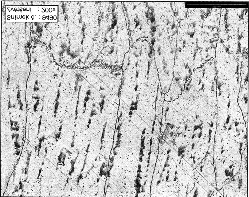 Obr. 4 Mikrostruktura kořenové housenky, zvětšeno 200x Fig. 4 Microstructure of the root weld bead, magn. 200x 3.