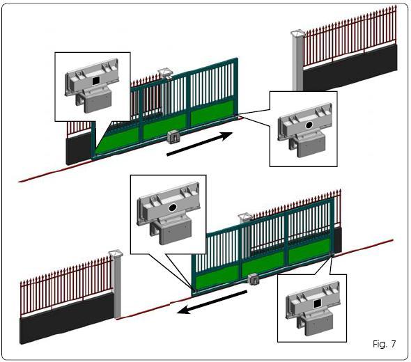 7.2 Montáž magnetických koncových spínačů Pro správné umístění magnetických koncových spínačů musí být nainstalována řídící jednotka a musí být správně zapojeny všechny kontrolní a bezpečnostní prvky.