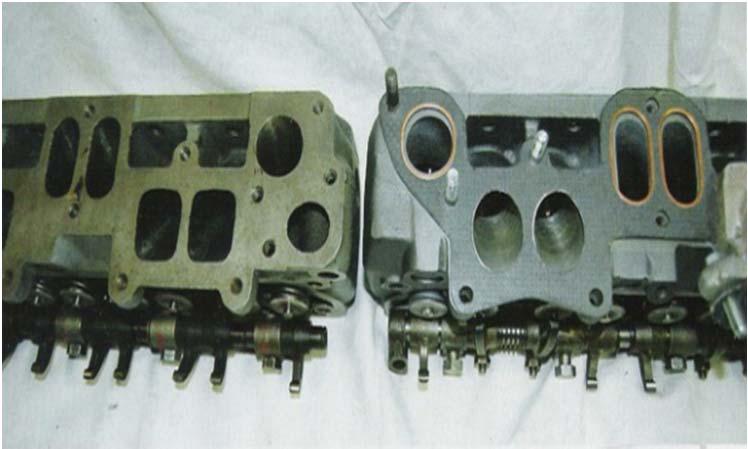 Nepovolené provedení kanálů viz obr.7 vpravo resp. výkres 7a Obr. 7 Obr. 7a d) kontrola bloku motoru Blok motoru Škoda 130 RS je z hliníkové slitiny.