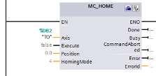 5 Základní instrukce Tabulky Základní instrukce MC_Reset, MC_Home a MC_Halt se starají o základní funkce technologického objektu, mezi tyto základní funkce patří navádění, reset a zastavení pohybu.