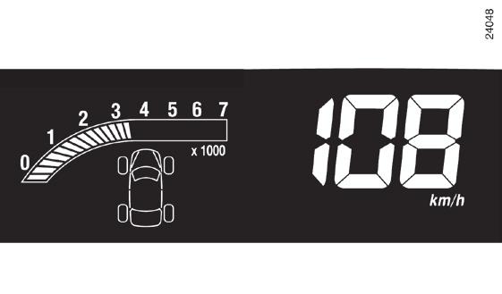 PRÍSTROJOVÁ DOSKA: displeje a ukazovatele 1 2 3 4 Otáčkomer 1 (dieliky na stupnici 1 000) Tachometer 2 V km/h alebo míľach/h.