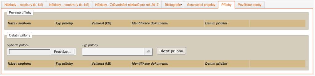 Záložka Navrhovatel / Spolunavrhovatel podzáložka Související projekty sekce Ukončené projekty Obrázek 32: Obrazovka se sekcí s ukončenými projekty V sekci Ukončené projekty je možné pomocí tlačítka