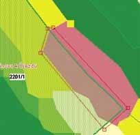 DODATEK KE STANDARDU GAEC 2 Červené čáry znázorňují zákres erozně ohroženého pozemku u PB 2201/1 pomocí tahů myší.