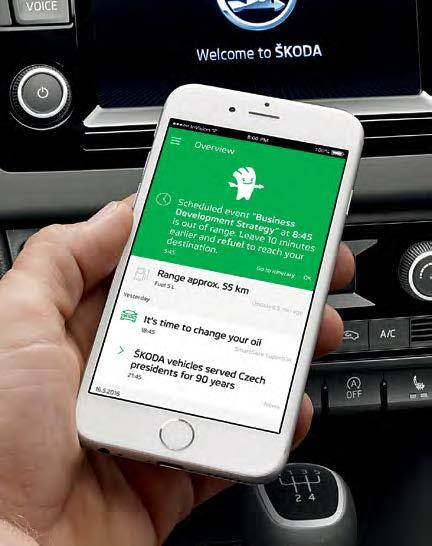 Konektivita 19 SMARTLINK+ Vďaka systému SmartLink+ (balík konektivity ŠKODA podporujúci MirrorLink, Apple CarPlay a Android Auto) infotainment systém vozidla umožňuje vodičovi bezpečne používať