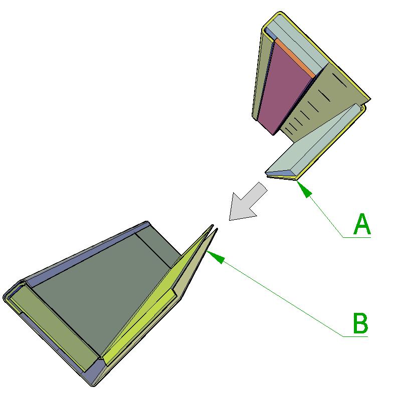 Díl A - tělo vodítka (montováno na stěnu - standardně kotveno přes každý druhý připravený otvor. Zakotveno musí být vždy do první díry shora i první ze spodu) Díl B - kryt vodítka Obrázek 5 1.