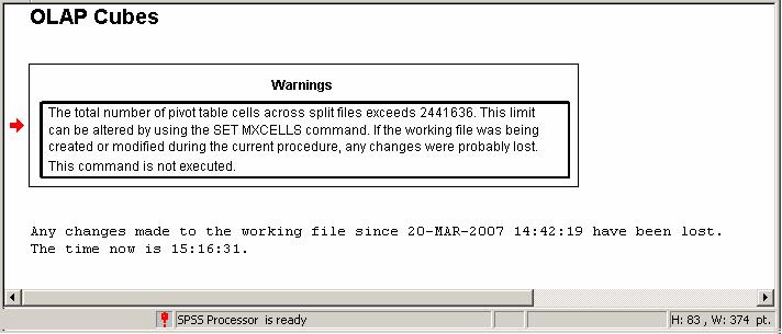 Při generování OLAP reportů pro více let a větší počet ukazatelů má počítač problémy se zpracováním dat. Po určité době ukončí proces a napíše varování s možným řešením.