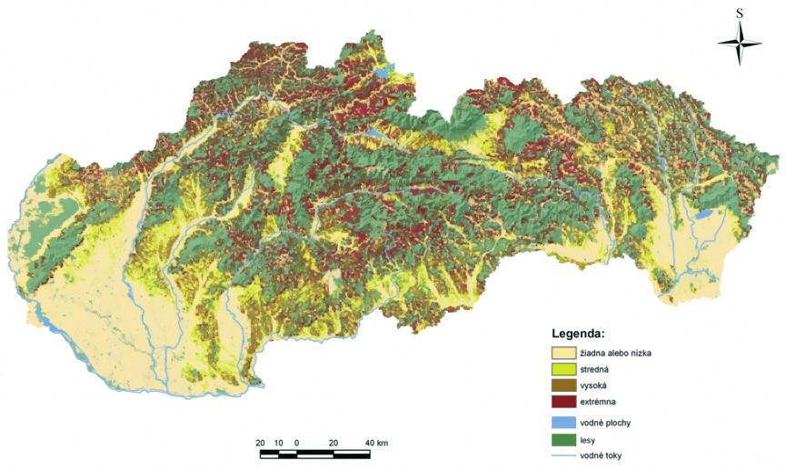 10 Obrázok 3 Potenciálna ohrozenosť poľnohospodárskej pôdy vodnou eróziou Ohrozenosť poľnohospodárskej pôdy veternou eróziou ilustruje tabuľka 2 a obr. 4.