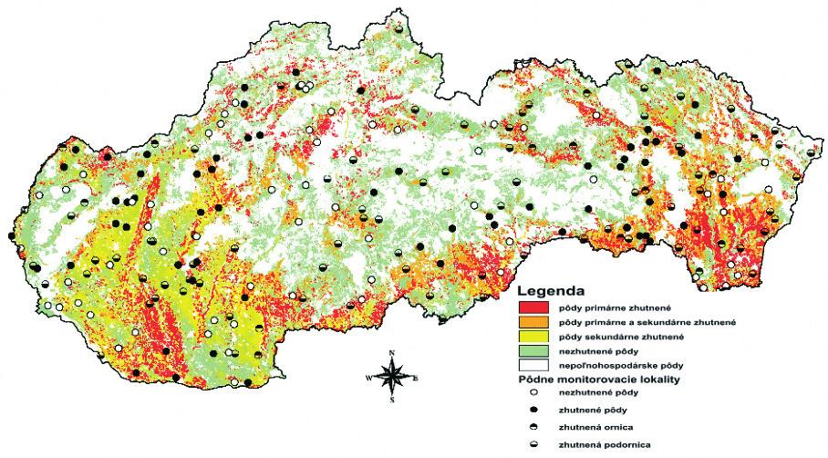 13 Obrázok 5 Náchylnosť poľnohospodárskych pôd SR na kompakciu Obrázok 6 Stav zhutnenia lokalít v ornici a podornici podľa jednotlivých pôdnych typov, resp.