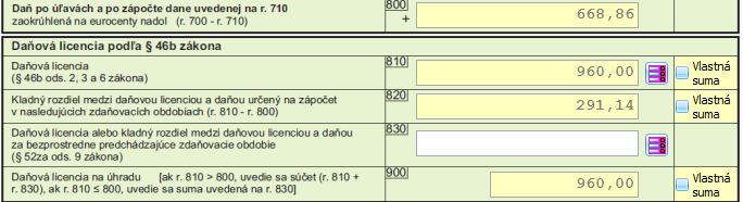 Zápočet daňovej licencie: Daňovník, ktorý v predchádzajúcom zdaňovacom období za rok 2014 zaplatil daňovú licenciu, má v roku 2015 prvýkrát nárok na jej započítanie.