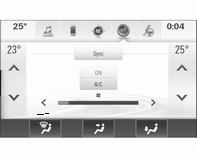Ovládací prvky: Otočný ovladač teploty na straně řidiče Otočný ovladač teploty na straně spolujezdce CLIMATE otevře nabídku nastavení klimatizace na informačním displeji Zvýšení ( a snížení )