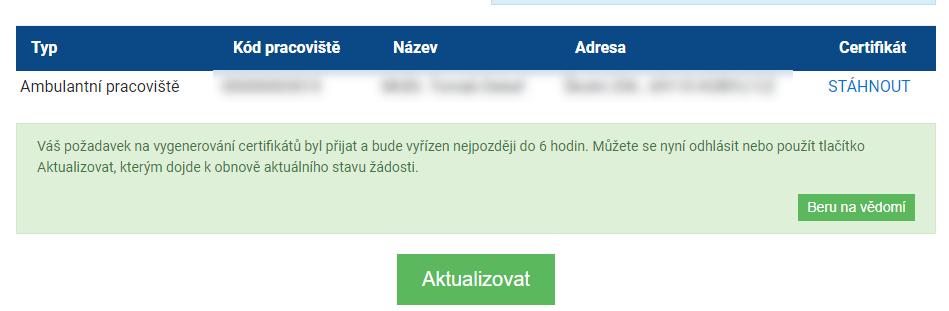 Zkuste po cca 30 vteřinách stisknout Aktualizovat - systém aktualizuje stav generování