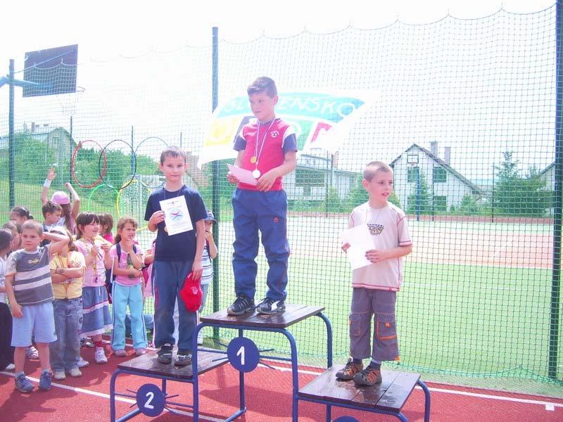 Základné školy - Skok do diaľky - chlapci 1.ročník 1. Babčan Eugen (ZŠ, Ul.G. Haina) 1,83 m 2. Šimko Štefan (ZŠ, Nám. Š. Kluberta) 1,73 m 3. Čarnoký Samuel (ZŠ, Ul.G. Haina) 1,69 m 4.