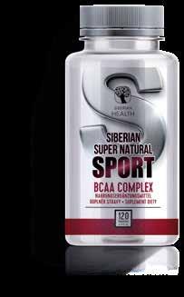 SIBERIAN SUPER NATURAL SPORT BCAA COMPLEX Tato výživná směs pro intenzivní tréninky obsahuje tři druhy esenciálních aminokyselin, které organismus nedokáže sám syntetizovat.