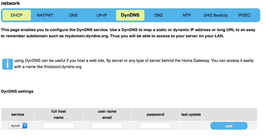 DynDNS Klik ěte a iko u D DNS a liště e u Net ork Co figuratio.