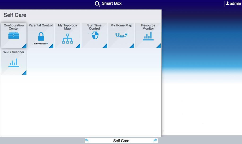 Lišta e u Configuration Center Parental Control My Topology Map Surf Time Control My Home Map Resource Monitor Wi-Fi Scanner Poznámka Jak ile sko