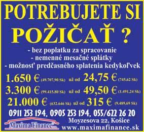 ZAHRANIČNÝCH TELEVÍZNYCH PROGRAMOV A ROZHLASOVÝCH STANÍC POSKYTUJEME BEZ POPLATKOV. skylink 0905 183 283 61-0076 PÔŽIČKY Kontakt: TV 0905 562 932 Zlatý býk, 1.