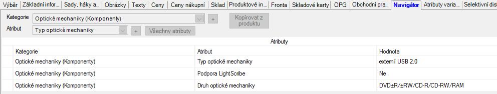 pravé tabulce a tlačítka <. 2) Odebrání atributu se provádí pomocí tlačítka s ikonou koše na začátku řádku. Nová komponenta již není tzv.