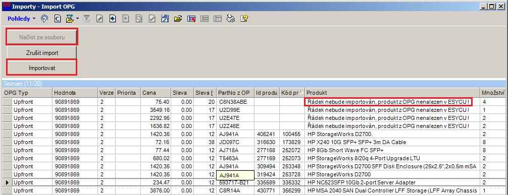 Nový modul Import OPG Vytvořen nový modul Import OPG (v menu Moduly -> Importy -> Import OPG), který importuje na produkty uvedené ve zdrojovém dokumentu