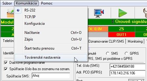 24 GPRS-T4 SATEL správane zadaný ovládací príkaz, a ostatné údaje budú chybné, budú adresa a port servera, s ktorým sa má modul spojiť prevzaté z nastavení naprogramovaných v module.