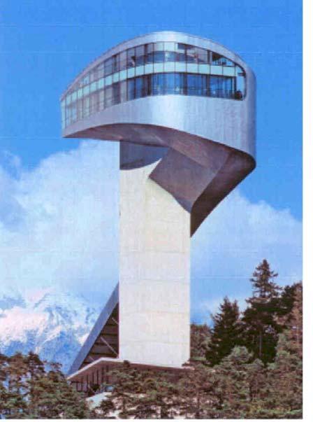 Skokanská věž v Innsbrucku (Rakousko) (návrh Zaha Hadid) Austenitická ocel 1.